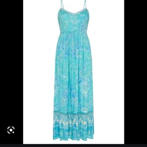 Mystic Strappy Maxi Dress in Turquoise